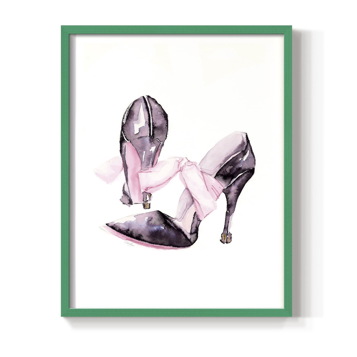 Bow Stilettoes in Paper Solid Wood 11 x 14 Framed Print