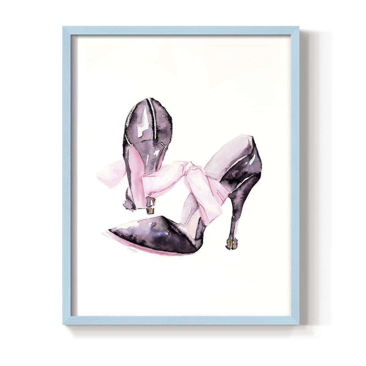 Bow Stilettoes in Paper Solid Wood 11 x 14 Framed Print