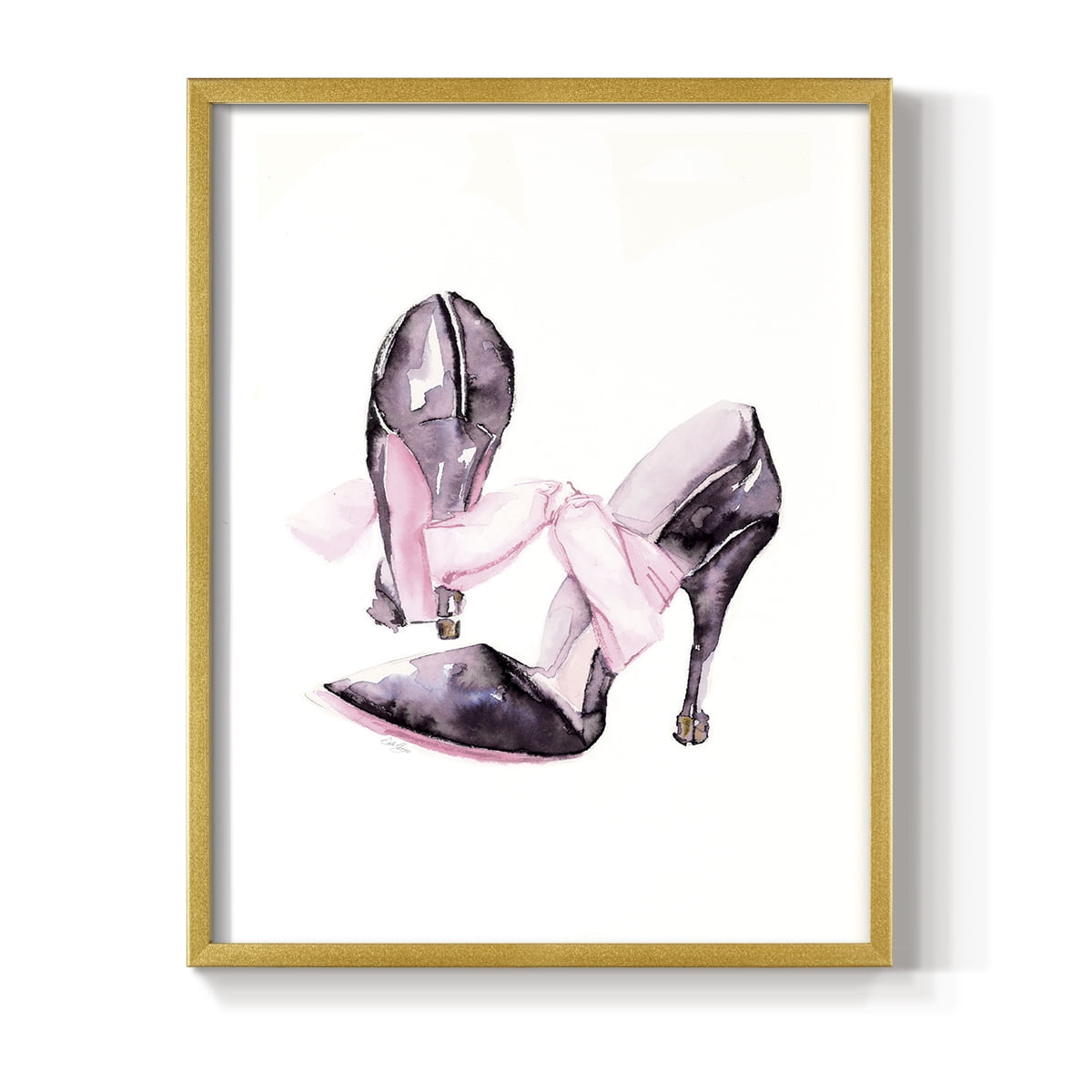 Bow Stilettoes in Paper Solid Wood 22 x 28 Framed Print