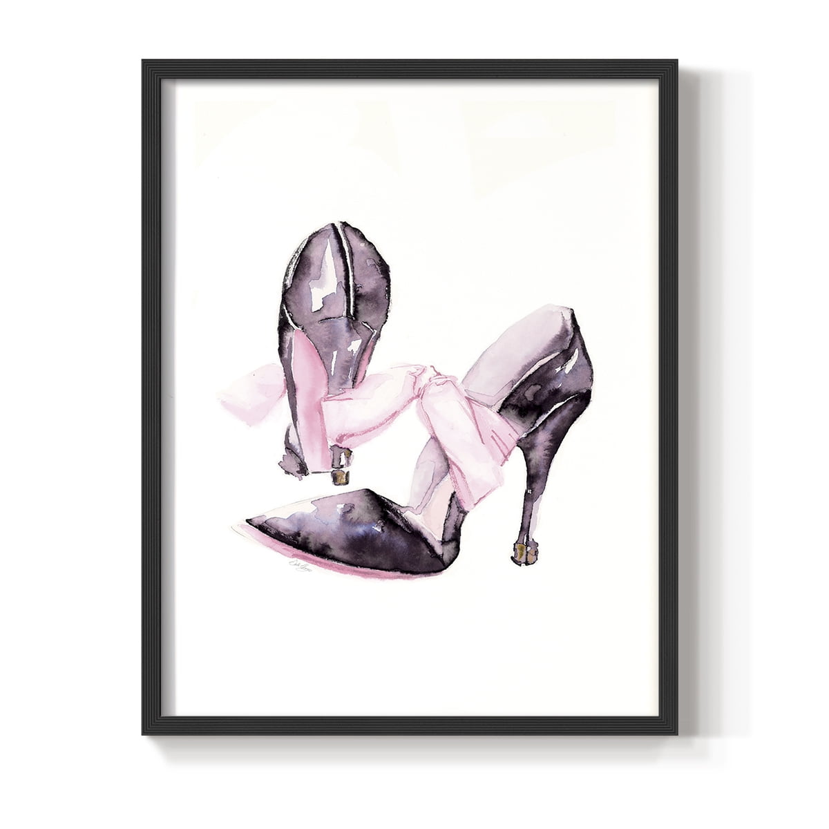 Bow Stilettoes in Paper Solid Wood 22 x 28 Framed Print