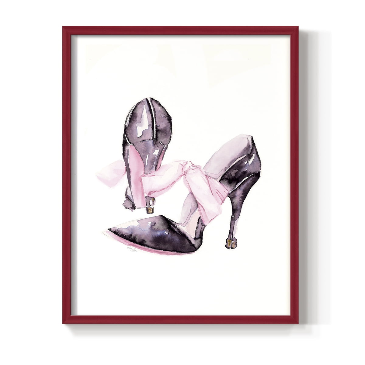 Bow Stilettoes in Paper Solid Wood 8 x 10 Framed Print