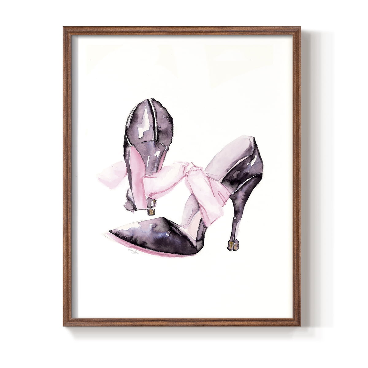 Bow Stilettoes in Paper Solid Wood 8 x 10 Framed Print