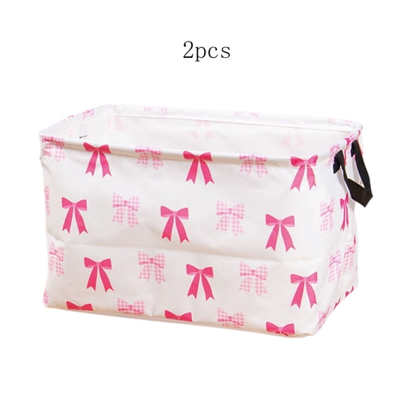 Bow Storage Basket Toy Storage Basket Foldable Laundry Basket With Handles For Closets Bedrooms Gifts Baskets Polyester Fabric