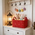 thumbnail image 1 of Bow Storage Baskets 13.77x9.84x7.87 in Valentines Laundry Baskets Fluffy Storage Bin with Handle Spring Home Decor Closet Organizer for Countertop Tabletop Shelf Baskets, 1 of 7