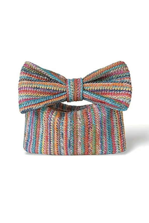 Bow Straw Clutch Purses for Women Summer Woven Rattan Handbags Wicker Beach Tote Bag 2025