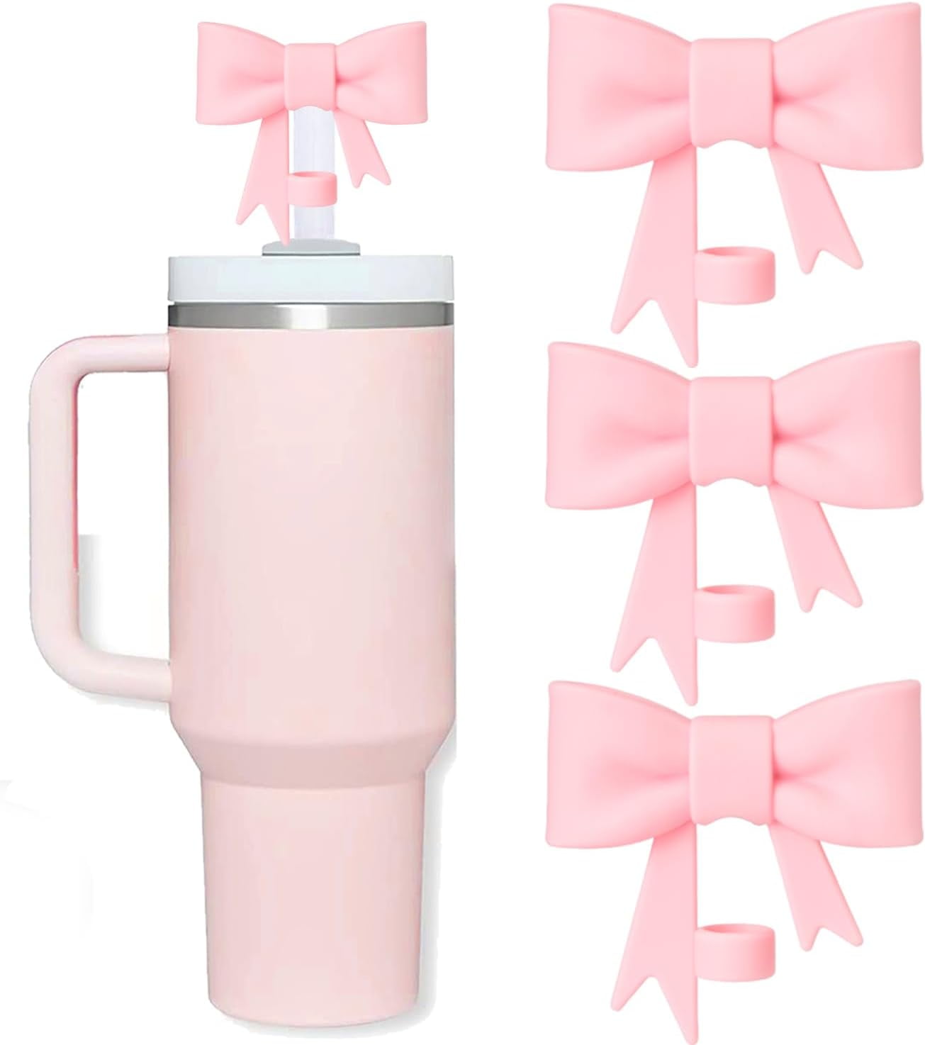 Topper Per Cannuccia In Silicone Con Rosa Blu - Adatto Per Bicchiere Stanley 30 E 40 Oz - 4