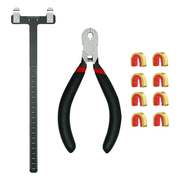Bow String Nocking Points Set with Square Ruler Buckle Pliers and 8pcs Set, Black pwm25