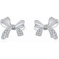 thumbnail image 1 of Bow Stud Earrings 925 Sterling Silver Cubic Zirconia Bowknot Earrings Bow Jewelry Gift for Women, 1 of 6