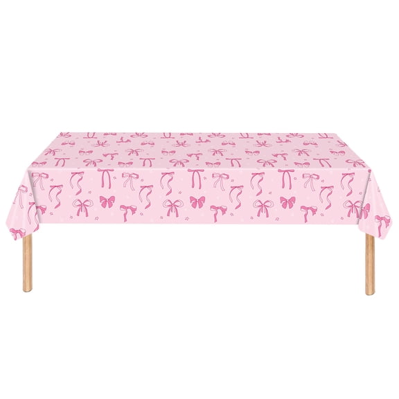 Clearance Under $5 Bow Table Cloth,Tea Party Tablecloth,Bow Party Decorations,Bowknot Girl Birthday Party Tablecloth,Disposable Holiday Props Layout(Pink 108*54in)from ANMUYUM