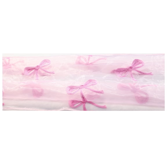 Bow Table Cloth, Tulle Table Runner - Dienrx Embroidery Pink Bow Tulle Table Runner Coquette Pink Cheesecloth Table Runner 118 Inch Gauze Boho Dining Decor for Wedding Valentine's Home Decor