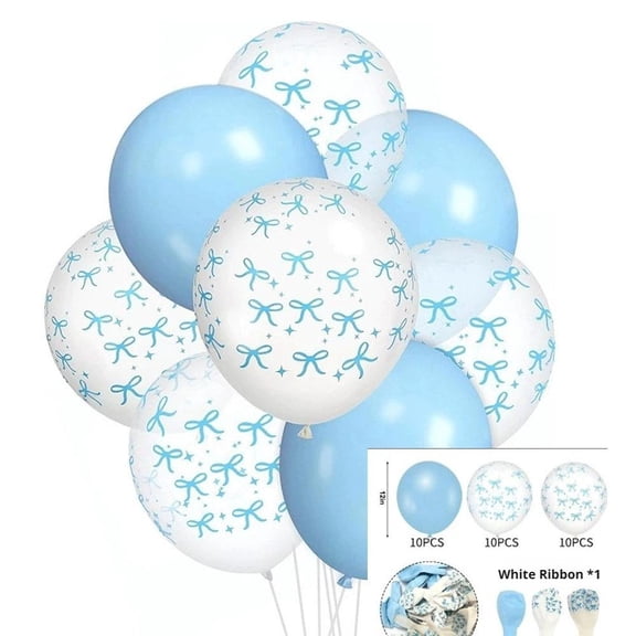 Bow Themed Latex Balloon Set, 12 Inch, Pink & White, for Baby Shower Birthday Party Decor