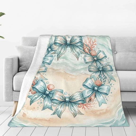 Bow Throw Blanket, Valentine's Day Galentine's Day Gifts, Coquette Flannel Blanket, Soft Cute Bow Lightweight Aesthetic Room Decor for Women Friends, Sofa Couch Bed 50x40