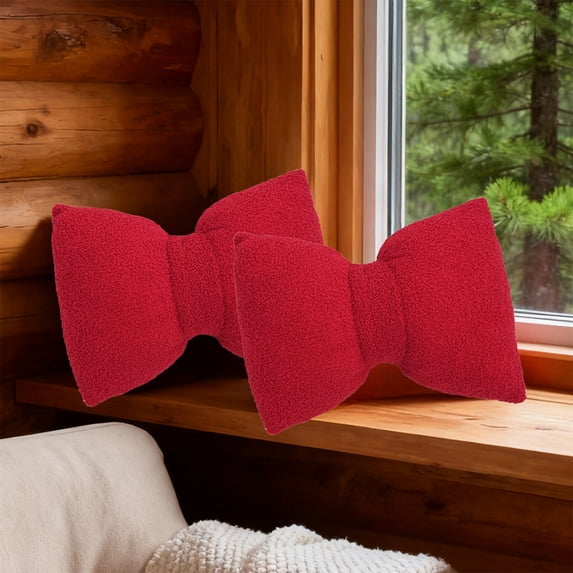 Bow Throw Pillow Decorative Lumbar Cushion, Detachable Washable Pillow With Hidden Zipper Soft Support Design, Accent Sofa Pillow for Living Room Bedroom Office