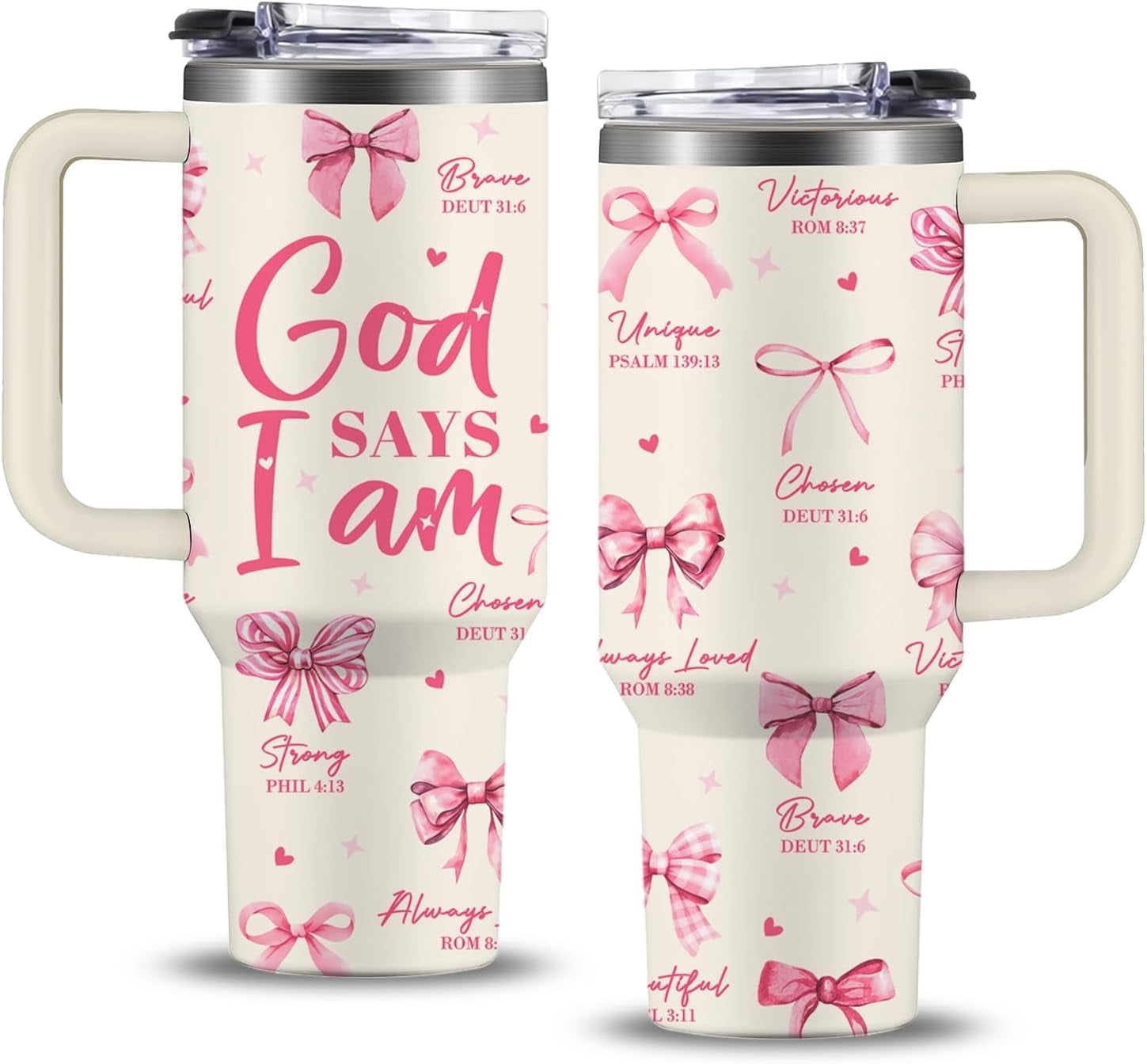 Bow Tie 40 oz Tumbler with Handle and Straw, Birthday Gifts for Women ...