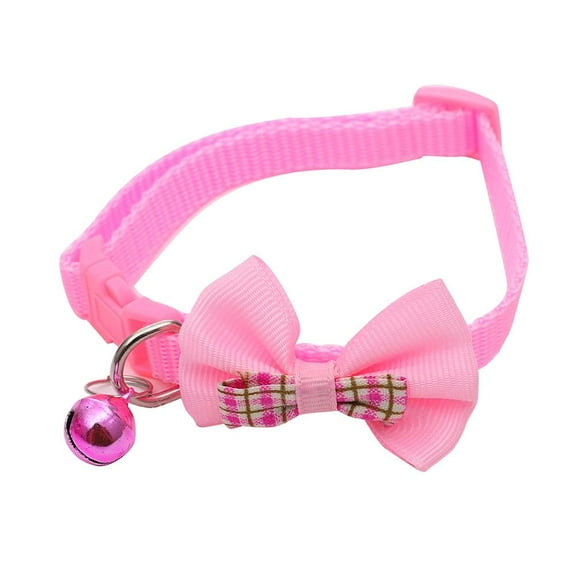 Plaid Bow Cat Dog Collar Adjustable With Bell Collar W Q8N3