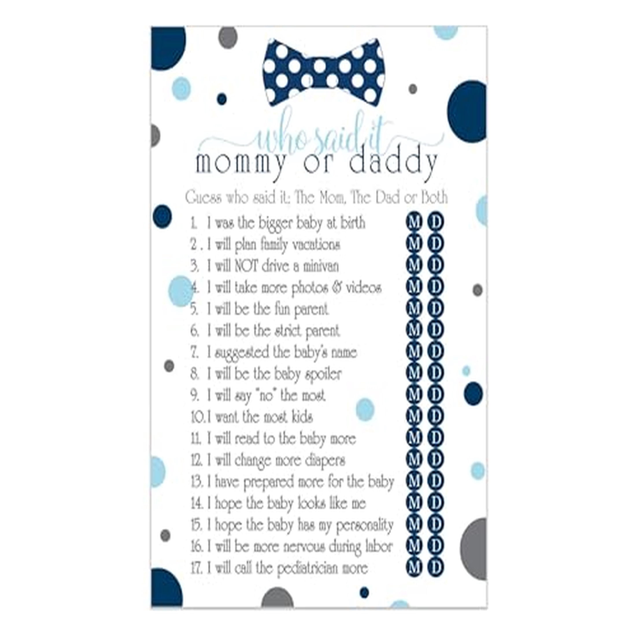 Baby Shower Game - Animal Matching Cards, 25 Pack, Blue & Grey Bow Tie Theme, 4x6 Size - View #5