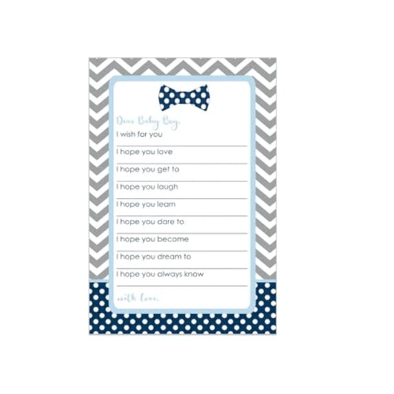 Bow Tie Baby Shower Wish Cards Pack of 20 Advice and Wishes Activity for Boys Wishing Well Birthday Memory Little Man Event Theme Supply Blue Grey (4x6 Size) Paper Clever Par