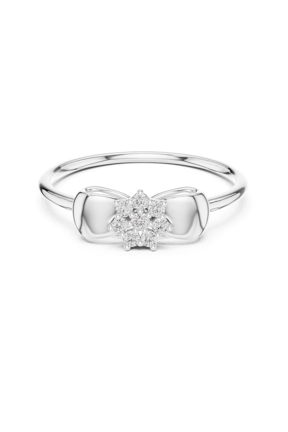 Bow Tie Diamond Ring, Composite Diamond Engagement Ring, Delicate Wedding Anniversary Diamond Ring, 925 Sterling Silver, 1.6 Ct Simulated Diamond, Birthday Gift Ring For Girlfriend
