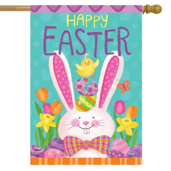 Briarwood Lane Bow Tie Easter Bunny House Flag