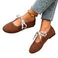 thumbnail image 1 of Bow Tie Flat Dress Shoes, Lace Up Ballet Flats for Women Mary Jane Shoes | Round Toe, Faux Suede, Slip On, Low Heel, Soft Insole, Arch Support, All Day Comfort, Daily Walking, Casual Ballerina Shoes, 1 of 8