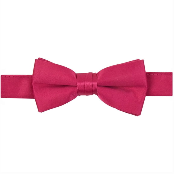 Bow Tie For Mens Boys and Baby Satin look Solid Color Adjustable Pre-tied Made in USA - Kids Fuchsia Pink