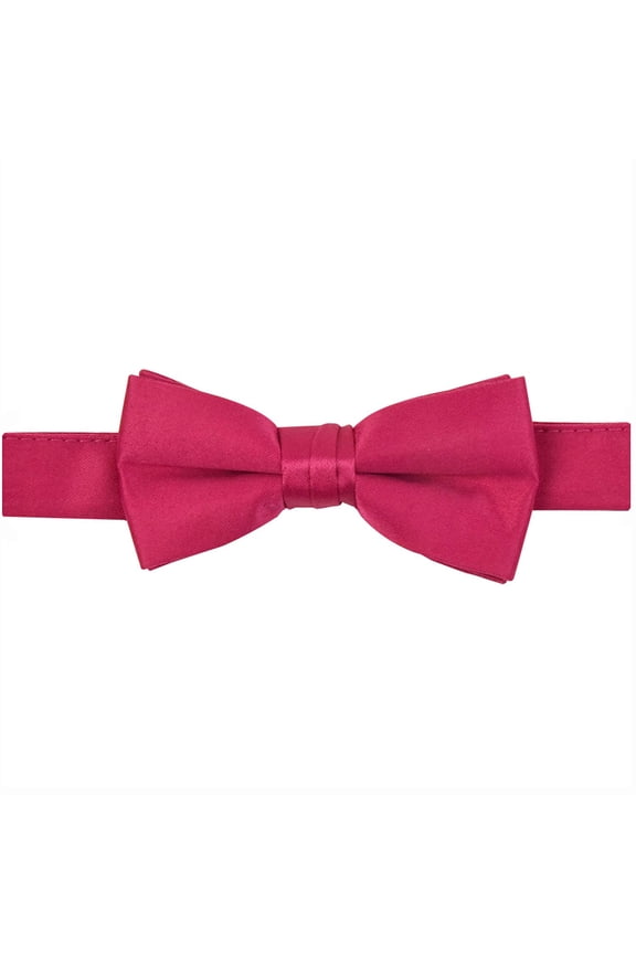 Bow Tie For Mens Boys and Baby Satin look Solid Color Adjustable Pre-tied Made in USA - Kids Fuchsia Pink