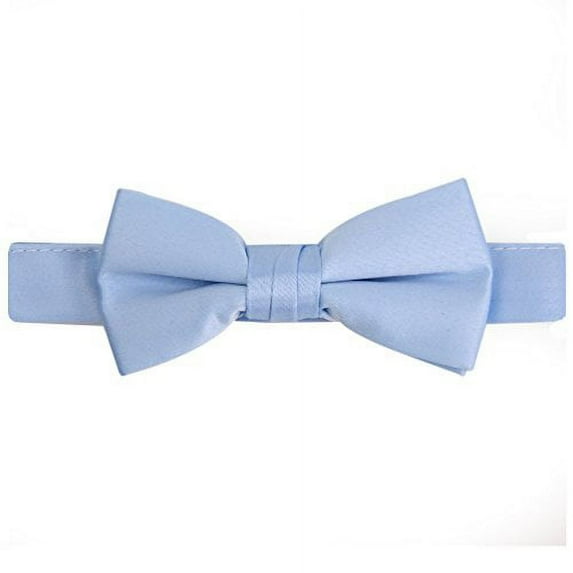 Bow Tie For Mens Boys and Baby Satin look Solid Color Adjustable Pre-tied Made in USA - Kids Light Blue