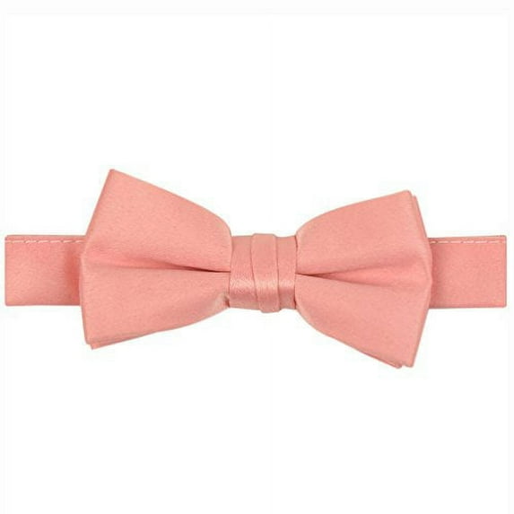 Bow Tie For Mens Boys and Baby Satin look Solid Color Adjustable Pre-tied Made in USA - Kids Peach