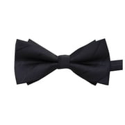 Bow Tie House Classic Pre-Tied Soft Crape Bow Tie for Wedding formal Events Solid Tuxedo for Men Black