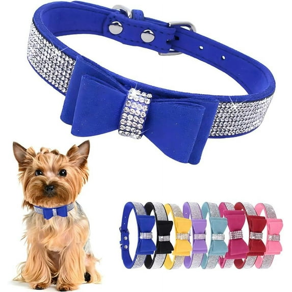 Bow Tie Rhinestone Dog Collar Cute Sparkling Crystal Diamond Puppy Kitten Pet Cat Collar for Small Dogs , Medium dogs ,Big dogs,Boys Girls