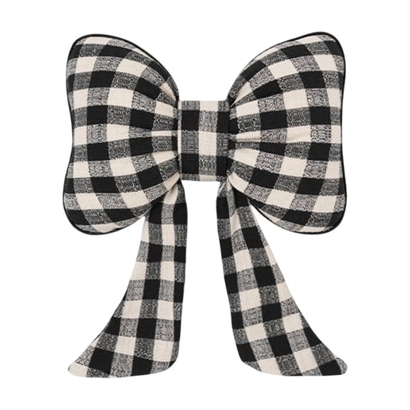 Bow Tie Sofa Pillow, Soft Velvet Lumbar Support Cushion, Decorative Throw Pillow for Office Chair Living Room ( Black )