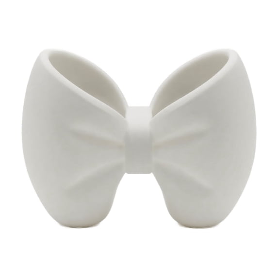 Bow Tie Toothbrush Holder Pen Cup, White, 1 Pack Storage Container, Decorative Organizer for Bathroom Vanity Countertop Bedroom Desk