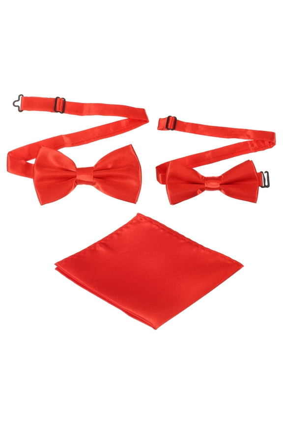 Bow Tie for Men, Adjustable Bow Ties with Pocket Square Pre-tied Bow Ties Sets for Wedding (Dark Red, 2Size)