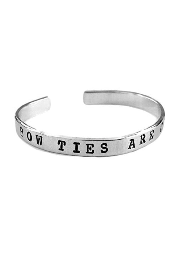 Bow Ties Are Cool - Hand Stamped 1/4" Aluminum Cuff Bracelet