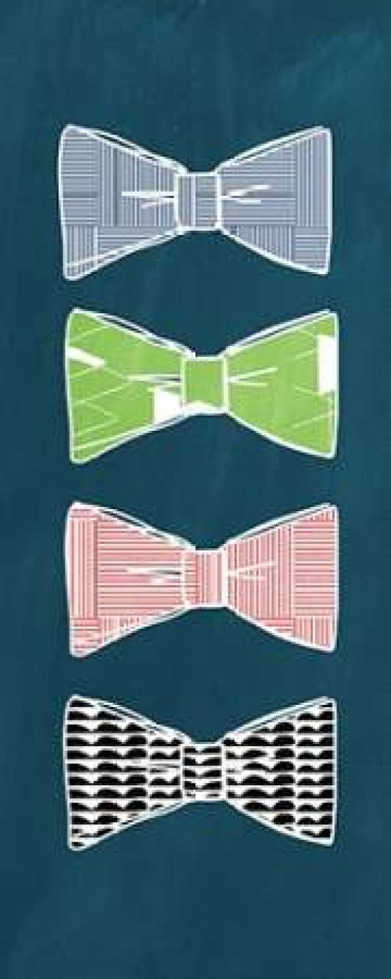 Bow Ties - Blue Canvas Art - Linda Woods (24 x 48)