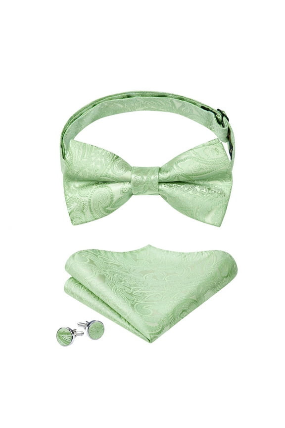 Men's Bow Ties Pre-tied Bow Tie Adjustable Bowtie Floral Navy Blue Handkerchief Cufflinks Sets