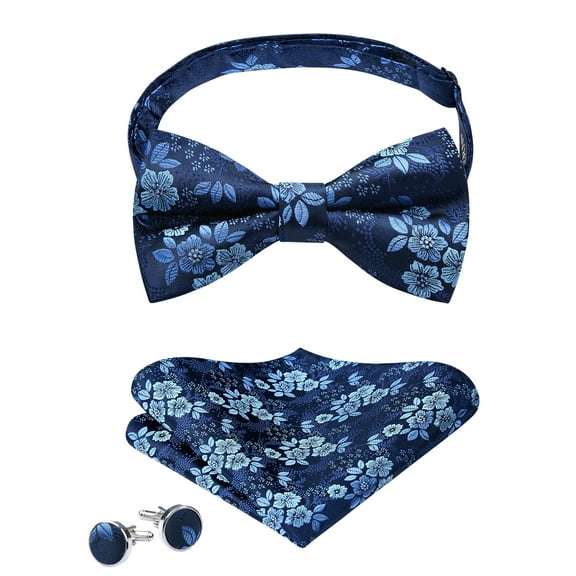 Men Bow Ties Red Adjustable Bowtie Men Bowtie Pre-Tied Bow Tie Wedding Handkerchief Cufflinks Sets