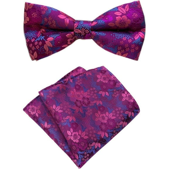 Bow Ties for Men Paisley Floral Pre-tied Bowtie Pocket Square Set Men's Formal Bow Ties Wedding Party