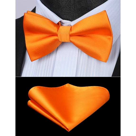 Bow Ties for Men Solid Color Pre-Tie Bow Tie and Pocket Square Set Classic Formal Tuxedo Bowties