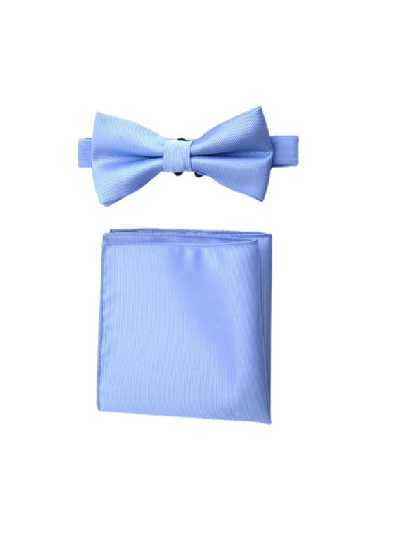 Solid Color Self Tie Bow Tie Pocket Square Set Classic Formal Bowties for Tuxedo Wedding Party