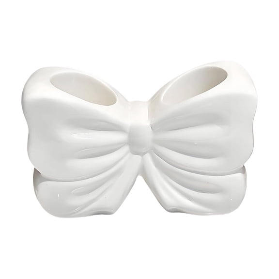 Bow Toothbrush Holder, Cute Ceramic Toothbrush Holder, Ceramic Bow Shaped Toothbrush Holders, Bathroom Countertop Accessories, for Bathroom Home(White)