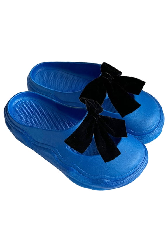 Bow-Topped, Thick-Sole Slippers for Cozy Home Comfort Cute Student-Style