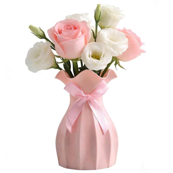 Bow Vase for Home Decor, 6.3in Cute Coquette Gifts for Women Girls Decorative Ceramic Hand Made Vases for Bouquet Flower Modern Aesthetic Living Room Wedding Decor, Green