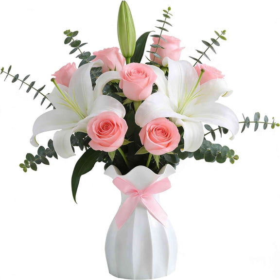 Bow Vase for Home Decor, 6.3in Cute Coquette Gifts for Women Girls Decorative Ceramic Hand Made Vases for Bouquet Flower Modern Aesthetic Living Room Wedding Decor, White