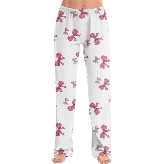 Bow Womens Pajama Pants, Bow Pants, Bow Pajama Pants Women, Bow Pajamas Pants for Women, Bow Leisure Trousers, Women's Bow Pajama Pants Lounge Causal Bottoms Fun Print Sleep Pants, Black L