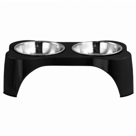 Bow Wow Meow Elevated Pet Bowl Dinner Set - Black - 3 Piece