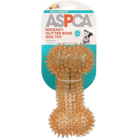 Bow Wow Pet ASPCA Squeaky Glitter Dog Bone Toy, Pink