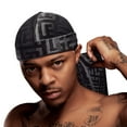 thumbnail image 1 of Red by Kiss Bow Wow X Power Wave Premium Pattern Velvet Durag, Soft & Stretchy, Ultimate Compression, Secure Fit & Breathable (Black Greek Key), 1 of 11