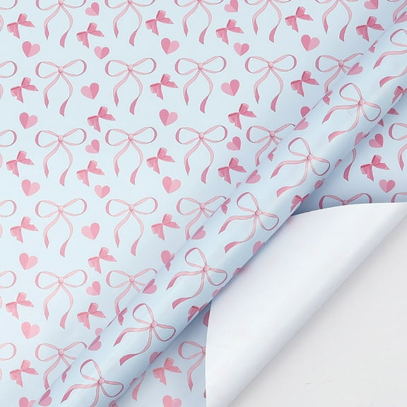 Bow Wrapping Paper Roll for Girls Women, Mini Roll, Gingham Bow-knot Gift Wrap Paper, Perfect for Baby Shower, Birthday, Wedding, Bridal Shower, Valentine's Day, 17 Inch x 10 Feet