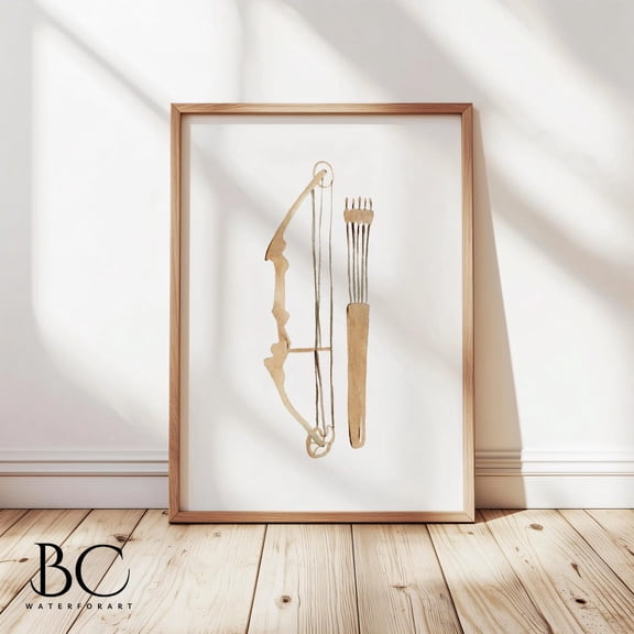 Bow and Arrow Archery Room Wall Decoration, Unframed Paper Poster 8x10in